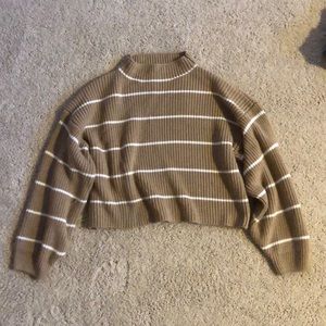 Tan and White Striped Sweater